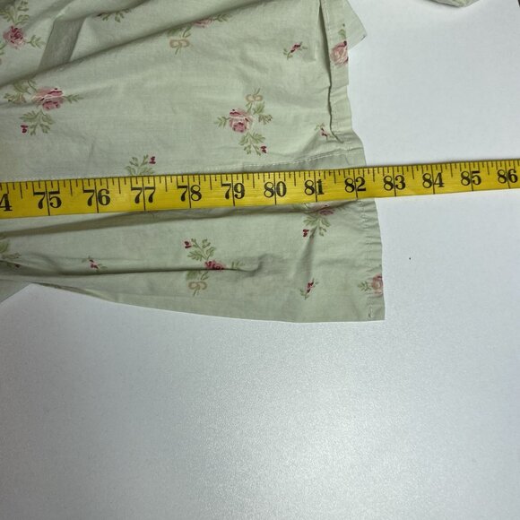 Vtg Simply Shabby Chic Bramble Roses Light Green Pink Flat Sheet King 82" x 100" - Picture 5 of 6